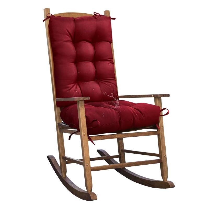TESICA Set of 1 Indoor Outdoor Burgundy Chair Cushion Waterproof High Back Rocking Chair Cushions Soft Patio Chair Pad for Lounger Recliner - Image 1